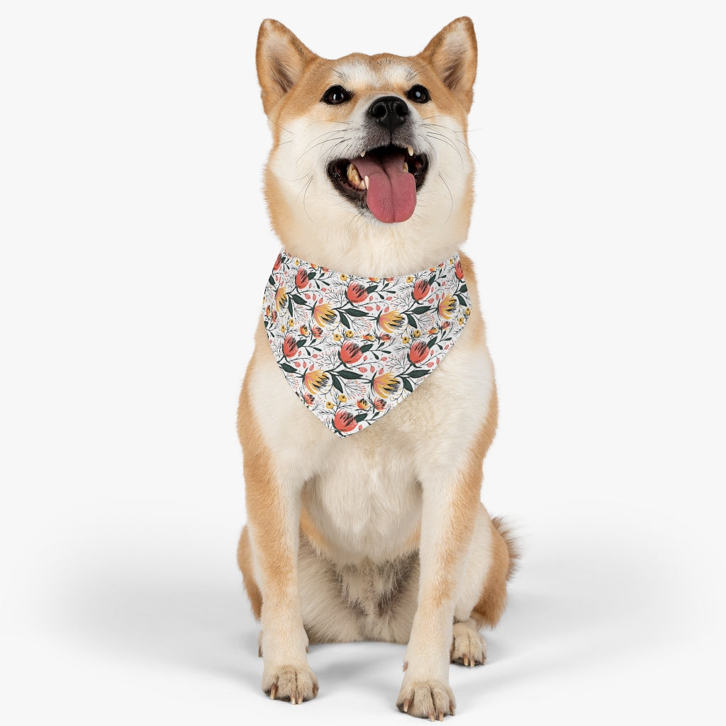 Cuddly™ Tulips Pet Bandana Collar (with matching owner Face Mask)