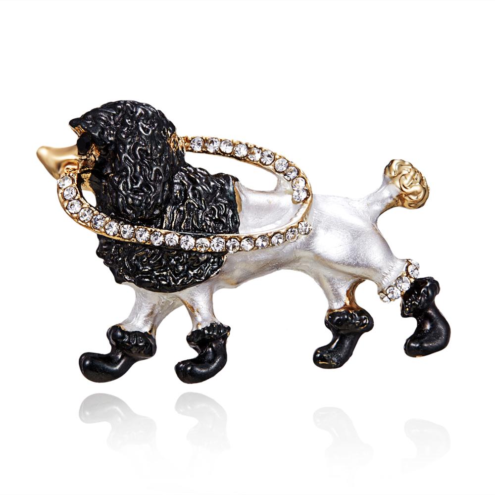 Rhinestone French Poodle Brooch
