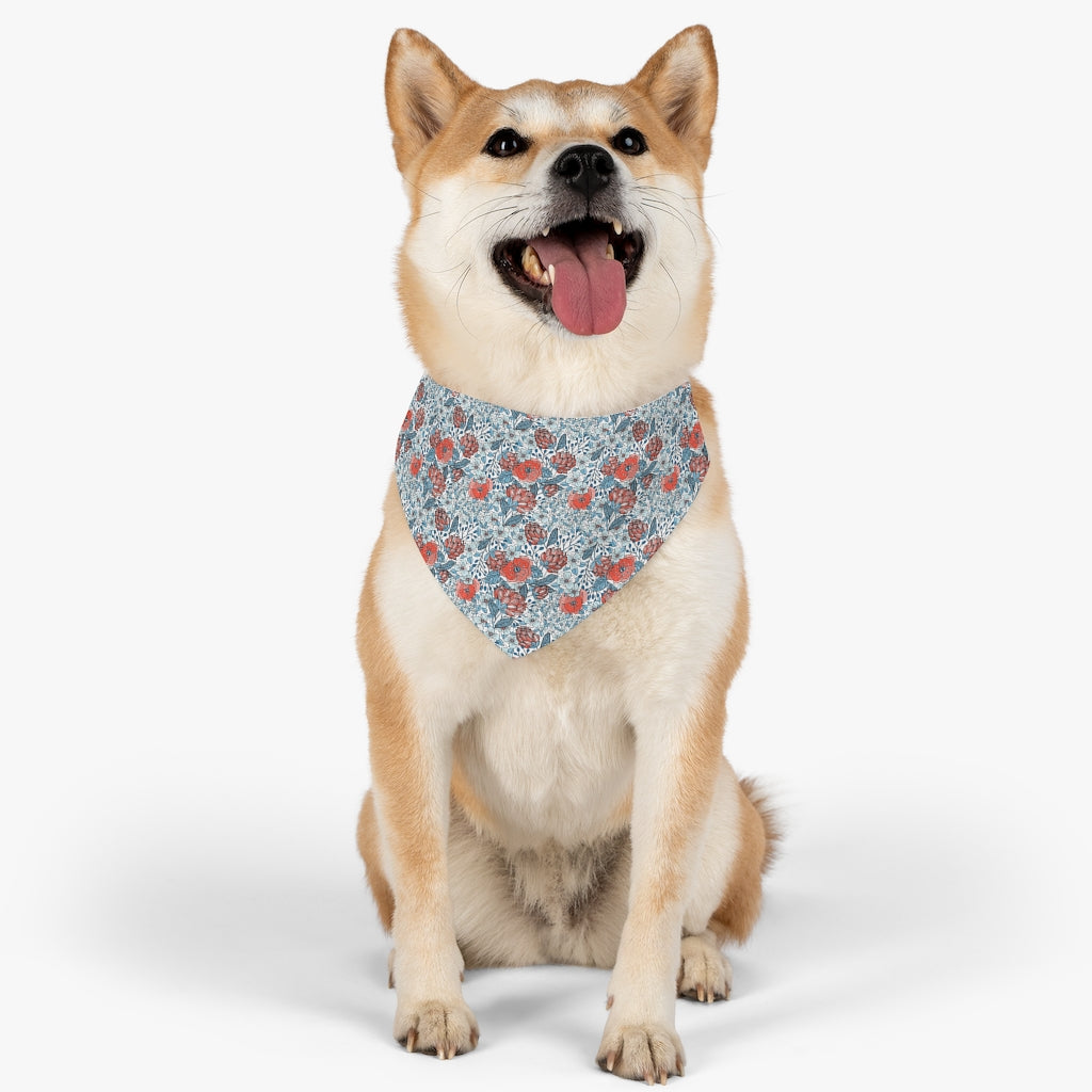 Cuddly™ Cottage Flowers Pet Bandana Collar (with matching owner Face Mask)