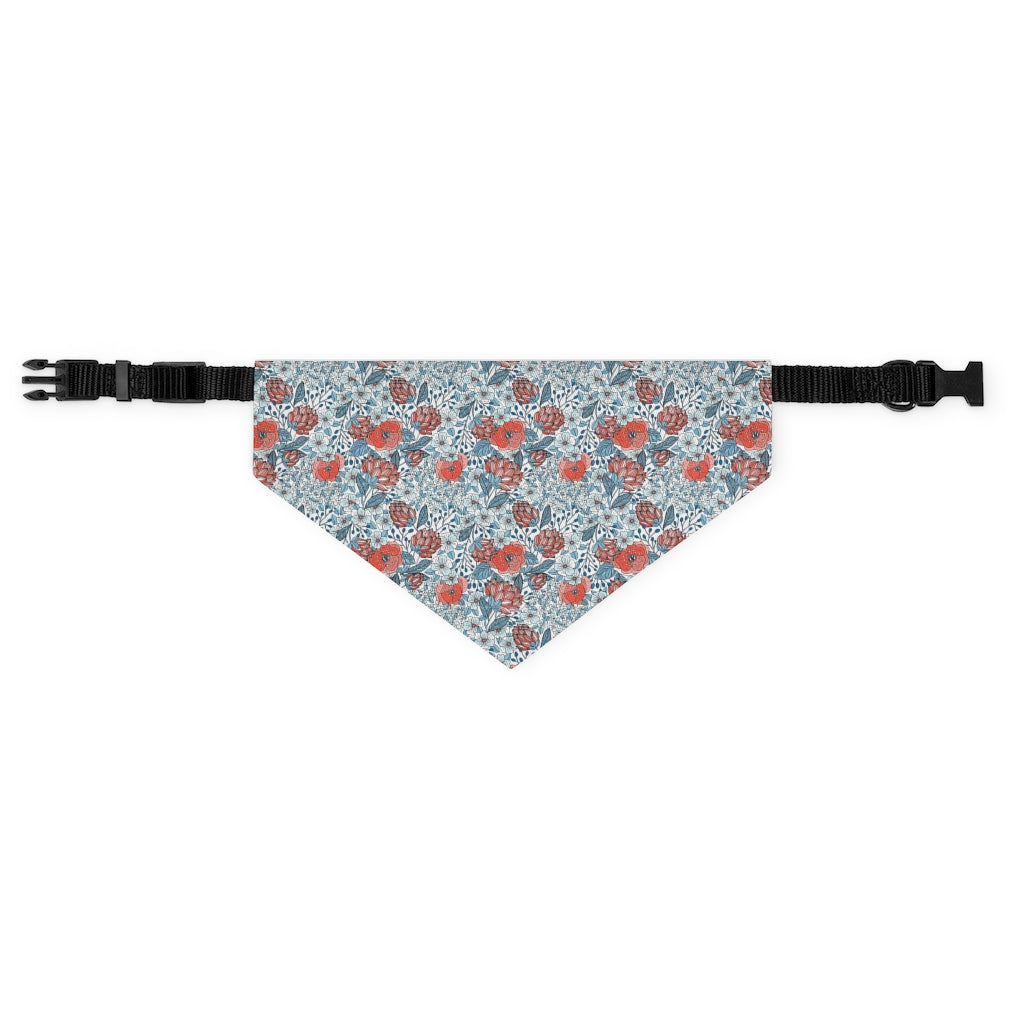 Cuddly™ Cottage Flowers Pet Bandana Collar (with matching owner Face Mask)