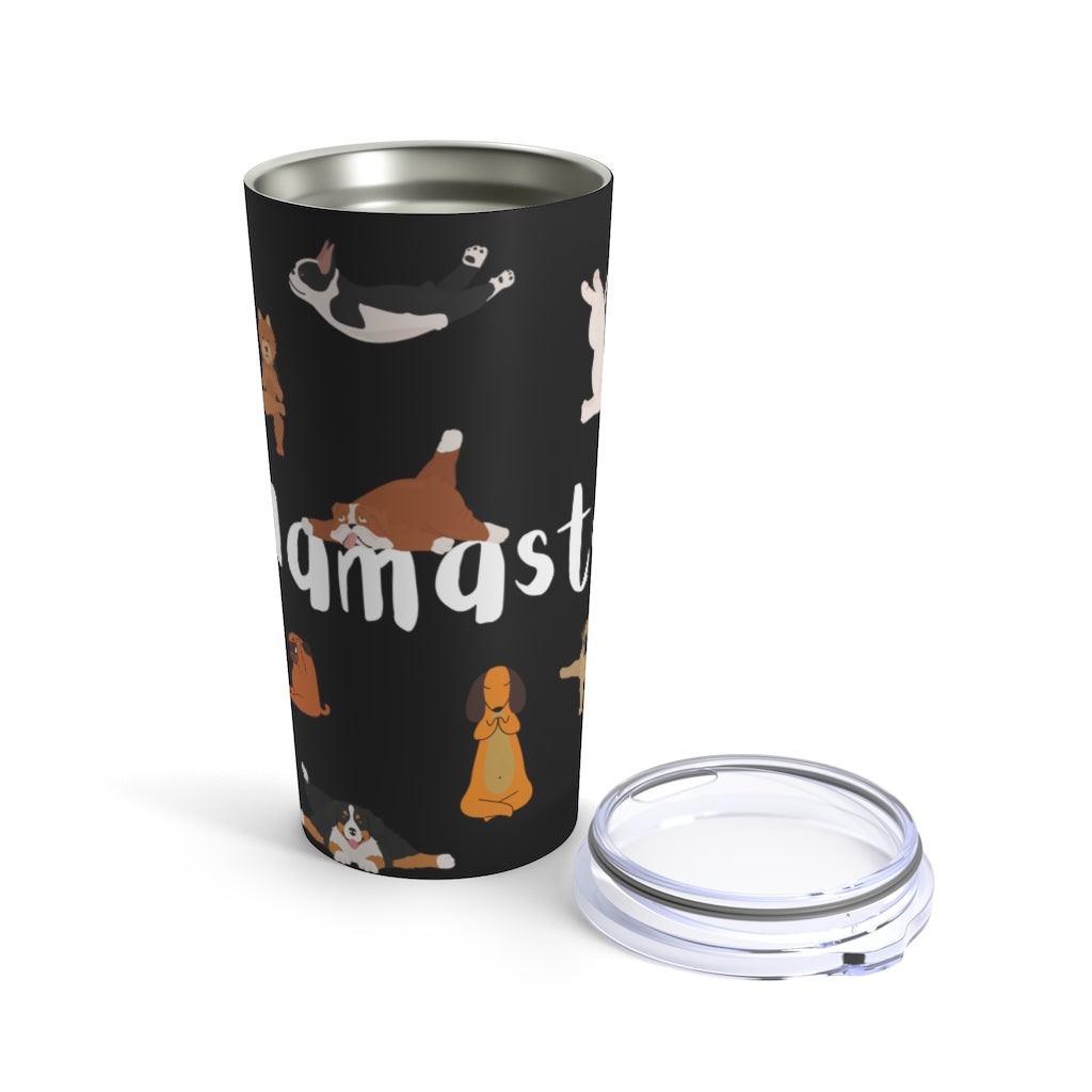 Cuddly™ (GO GREEN) Yoga Dogs Tumbler 20oz (Black)