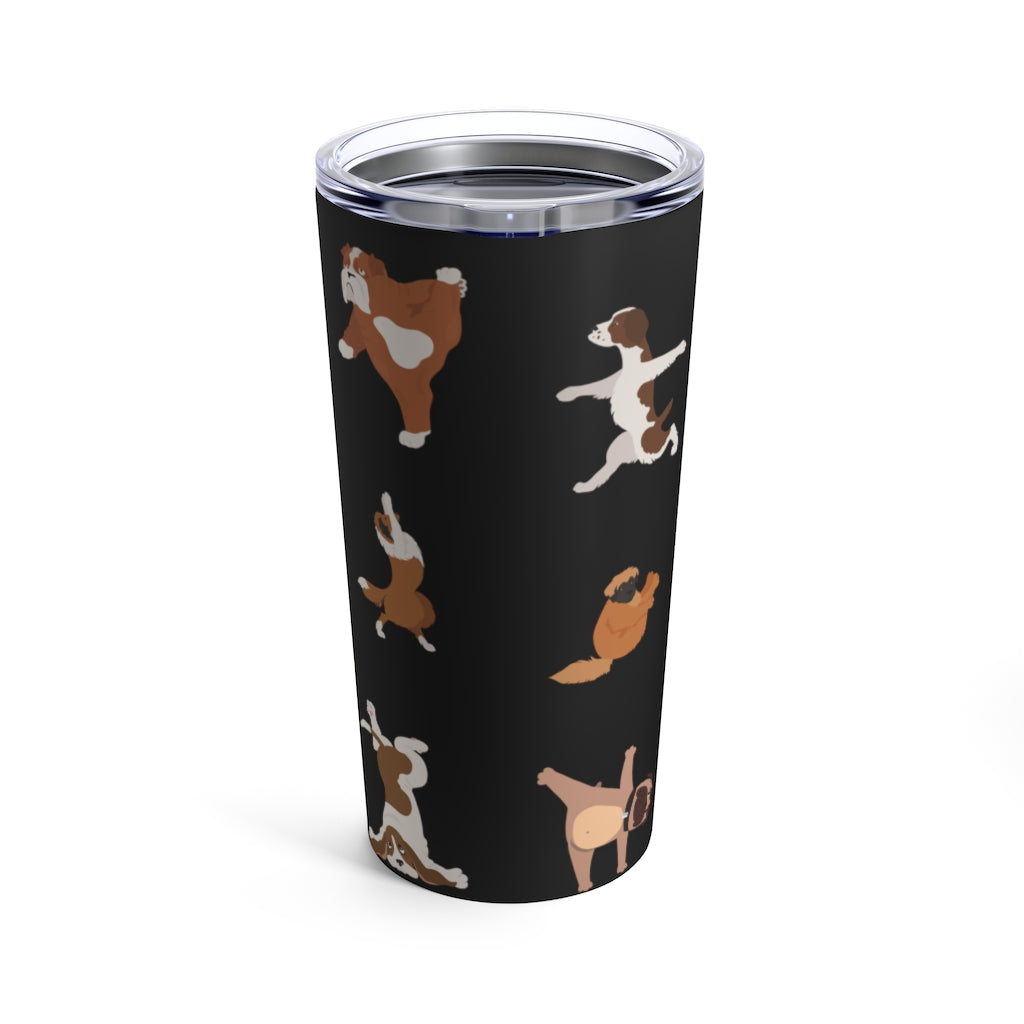 Cuddly™ (GO GREEN) Yoga Dogs Tumbler 20oz (Black)